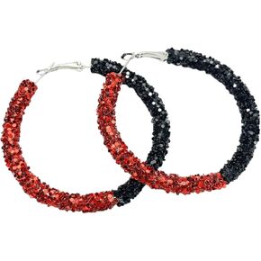 Glitter Game Day Hoop Earrings Shiny Colorful Football Rubby Circle Earrings Sports Fans Team Supporter Gift Touch Down Jewelry