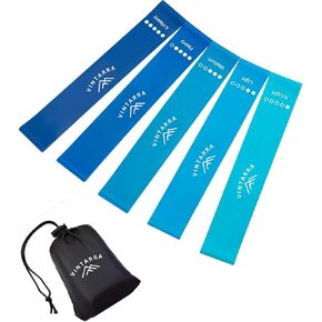 5-Pack Resistance Bands Set - Heavy Duty Workout Bands for Full-Body Fitness, Strength Training, Yoga, Pilates & Home Gym - Durable, Non-Slip & Portable - Blue Ombre Set