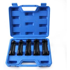 Diesel Fuel Line Socket Set - Tesmirror 5 Pc Line Socket Set 17mm 19mm 21mm 22mm 24mm Flare Nut Socket Set 3/8" Drive Diesel Injector Fuel Line Socket Set for Power Stroke Engines