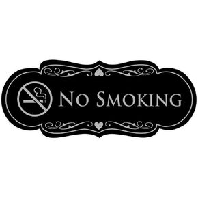 Signs ByLITA Designer No Smoking (Cigarette Image) Sign(Black/Silver) - Medium