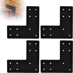 4-Packs Heavy Duty L Shape Flat Angle Bracket 7.5" x 7.5" x 3" for 4x4, 6x6 Wood Posts, for Sheds, Pergolas, Furniture, and Wood DIY Projects - Flat Brace L-Shaped Beam Connector, Hole Diameter 7 mm