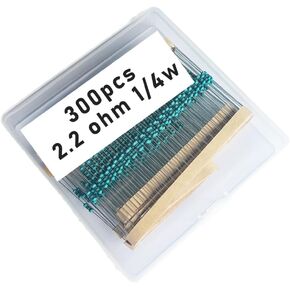 2.2 1/4W, 2.2R1/4W, 2.2 ohm, 2.2 R 1/4W, 2.2Ωresistor, 2.2 ohm resistor, 2.2 ohm Metal resistor, 2.2R Metal Film resistors 1/4w(0.25w) 1% tolerance 0.01 MF Metal Film Fixed Resistor 300 pcs
