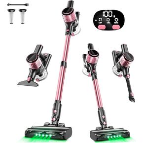 Cordless Vacuum Cleaner, 350W/30Kpa 8 in 1 Powerful Stick Vacuum, with Anti-Tangle Brush and Upgraded Green Light, 40mins Runtime Rechargeable Lightweight Vacuums for Hardwood Floor,Pet Hair