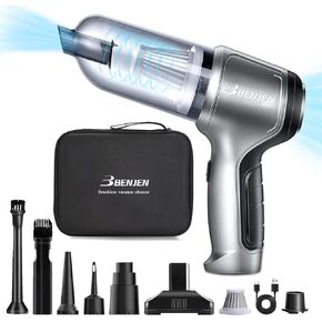BENJEN Mini Vacuum for car, Cordless 4 in 1 Handheld Vacuum Cleaner & Air Duster, 15000pa Car Vacuum Cleaner High Power, Portable Vacuum for car, Office and Home Cleaning