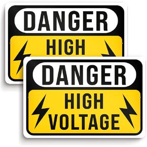 2 PC Danger High Voltage Sign - 7x10 Aluminum Danger Sign Caution High Voltage Signs - Electrical Warning Sign - Danger Keep Off Sign