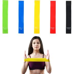 Thinp 5 Pcs Workout Bands Resistance for Women Resistance Bands Set Exercise Bands with 5 Resistance Levels Mini Resistance Bands Stretch Bands for Exercise Resistance Bands for Working Out Yoga