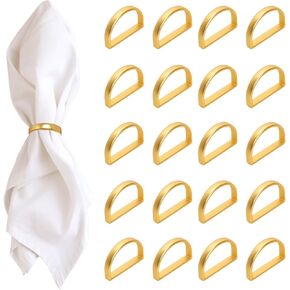 20 PCS Gold Napkin Rings Stainless Steel Napkin Ring Semicircle Metal Gold Napkin Holder Thanksgiving Christmas Napkin Rings for Dinner Table Decor Wedding Easter Party Banquet