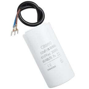CBB60 50UF MFD Motor Run Capacitor 450VAC Volts Round Cylinder 2 Leads, Metallized Polypropylene Film Capacitor for Air Compressor, Water Pump, Washer, Air Conditioner, Fan and Washing Machine