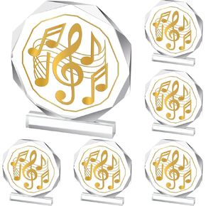 6 Pcs Music Trophy Award 4.72 x 4.72 Inches Acrylic Trophy Plaques Awards for Team Participation Gift Prizes