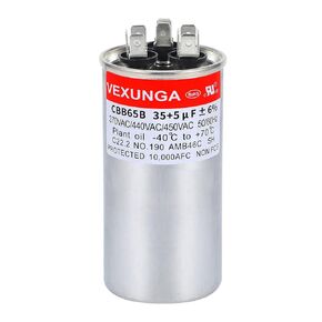 AC Capacitor 35+5 uF 35/5 MFD 370 or 440 or 450 VAC CBB65B Dual Run Start Capacitors for Air Conditioner Compacitor Motor or Compressor Fan or Condenser Straight Cool