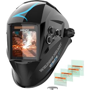 AZZUNO Welding Helmet Auto Darkening, True Color Large Viewing 3.94"×3.82", Solar Powered Welding Hood Mask with Wide Shade 4/5-9/9-13 for TIG/MIG/Stick Weld/Cut/Grind