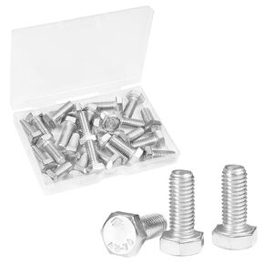 Yinpecly 25 Pcs M8 Hex Bolts M8-1.25 x 20mm Hex Head Screw Bolt 304 Stainless Steel M8-1.25mm Hexagon Bolts Hex Head Screws, Metric Machine Fully Thread, Bright Finish