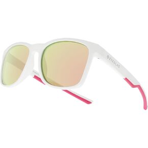 SUNWAVE Ultra-lightweight Design Lifestyle Sunglasses Outdoor Fishing Polarized UV400 Protection Men Women Running Sports (Peach White)