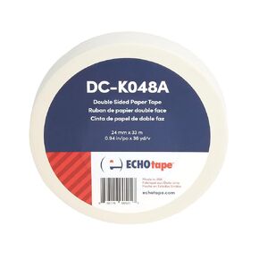 ECHOtape DC-K048A | Strong, Double-Sided Tape for Temporary Hold and Bonding | White | Sticks Well to Most Surfaces | Removes Cleanly | Easy Tear | Excellent Holding Power | .94 in x 36 yd