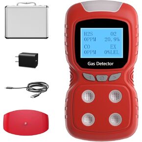 4 Gas Monitor,4 Gas Detector for H2S,CO,LEL and O2, Multi Gas Detector with 3000 Alarm Storage Data, Adopt High-Precision ADC Acquisition chip and 32-bit Nano-Processor.