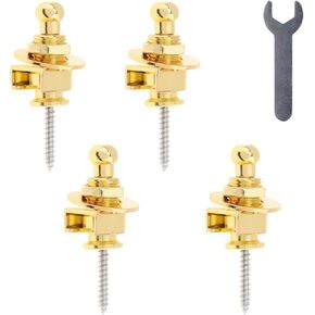 Guitar Strap Locks 4Pcs, Quick Release Metal Guitar Strap Locks with Wrench, Guitar Strap Locks Buttons Metal End Pins for Acoustic Classical Electric Guitar Bass, Guitar Security Strap Locks Set