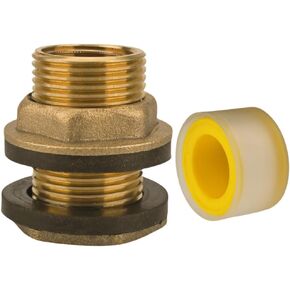 BTF020 Brass Bulkhead Tank Fitting/Homemade Water Storage Barrels Adapter Connector Attachment (Female 1/2" Pipe Male 3/4" NH Garden Hose) Use for 1-1/16 to 1-1/8 inch diameter hole to drill