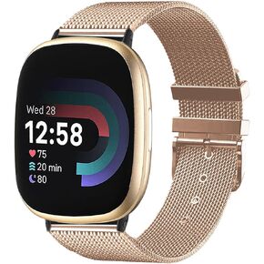 Attbbon Mesh Metal Bands Compatible with Fitbit Versa 4 Bands for Women/Versa 3/Sense 2/Sense Smart Watch, Adjustable Stainless Steel Metal Replacement Band for Fitbit Versa 4/Fitbit Sense 2