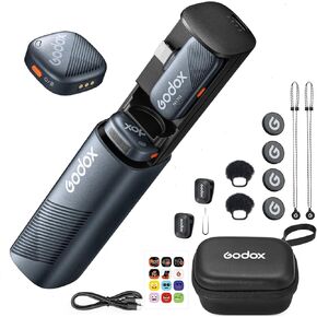 GODOX Cube-SL Kit2 Wireless Lavalier Microphone, Microphone for iPhone Lightning (2 TX + 1 RX Charging Case), Mini Mic with Noise Cancellation, 30H Battery, 300m/1000ft, Wireless Microphon