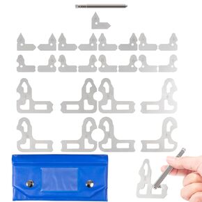 25 PCS Radius Gauge Set 1/64" - 1/2" with Holder, Come with Stainless Steel Radius Measuring Tool, 3602-5021 Radius Gauge Set