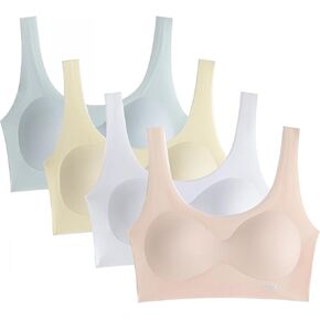 Tweens Girl Training Bras Seamless Sports Simple Design Bras with Removable Soft Padding