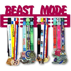 Beast Mode Medal Hanger Wall Display - Sports Medal Hanger Display for Kids, Adults - Metal Wall Medal Display -- Medal Holder Display Hanger Rack Medals - Easy to Install and Made in USA - Magenta