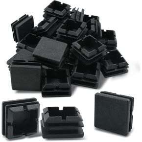 Bivethoi 20 Square Plastic Plug Furniture Foot Table Chair Legs Black Tubing End Caps for Square Metal Tube（25mm x 25mm）