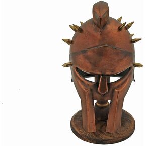 SZCO Supplies Miniature Decorative Brass Finished Replica Spiked Gladiator Helmet with Stand, Copper, Medium