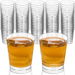 DecorRack 1 Oz Shot Glasses, 80 Hard Clear Plastic Shot Cup, Disposable Party Cups, Mini Cups Shot Glasses (80 Pack)
