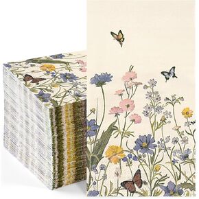Homlouue 100PCS Dandelion Napkins Disposable Hand Towels for Bathroom, Floral Paper Npakins Guest Hand Towels for Dinner Birthday Bridal Shower Table Decor, 3Ply Napkins