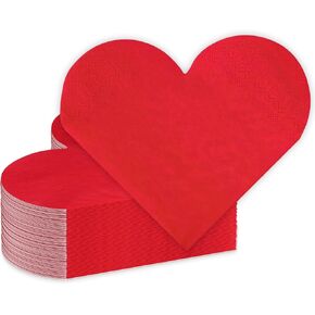 Valentine's Day Party Decorations, Disposable Love Napkins Heart Shaped Napkins for Valentine's Day Engagements Wedding Anniversaries Bridal Showers Birthday Party Supplies, 3 Ply / 50 Count/Red