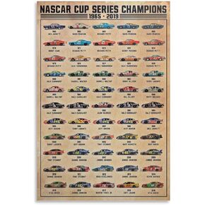 generic Nas car Cup Series Champions Car Racing Poster 1965-2019, Nas car Gift Posters Canvas Art Poster And Wall Art Picture Print Modern Family Bedroom Decor Posters 16x24inch(40x60cm)