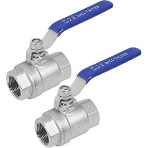 2 Pack 3/4'' Ball Valve 304 Stainless Steel NPT Female Full Port 3/4 inch Ball Valve Heavy Duty Shut Off Valve for Water, Oil, and Gas with Blue Locking Handles, 1000 WOG