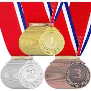 60 Pieces Award Medals 1st 2nd 3rd (Gold, Silver, Bronze) Metal Style Winner with Neck Ribbon, 2 Inches