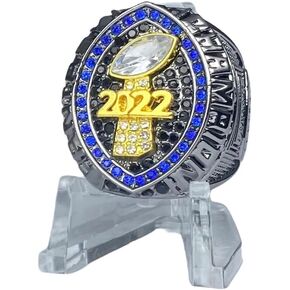 2022 Fantasy Football Championship Trophy Ring | Black Gunmetal Plated Award for Fantasy Football League Winner | Color Stones