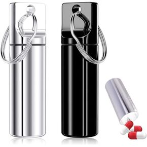 Keychain Pill Holder (2 Pack) – Large Capacity Waterproof Travel Pill Organizer Pill Container for Tablets, Capsules – Durable Travel Friendly Pill Case for Purse Mini Pill Case