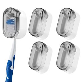 Aoremon Toothbrush Head Cover Cap - Hygienic Protective Toothbrush Lids fits Most Standard and Electric Toothbrush Heads for Household Travel, Camping, Bathroom, School, Business, 4 Count, Grey