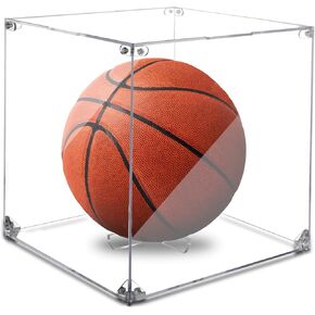 Cosmos Basketball Display Case Box Soccer Ball Display Stand Holder Acrylic Display Cube Storage Organizer for Sport Ball Autographed Collectibles Memorabilia Keepsake Action Figure, 10" Cube Size