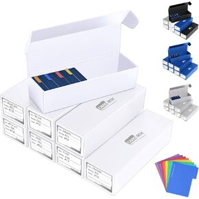 Trading Card Storage Box, 8-Pack·1000 Count Card Storage Box with Dividers and Labels, Card Organizer for YuGiOh MTG TCG Magic and Collection, Trading Card Holder for Collector, 12 INCH