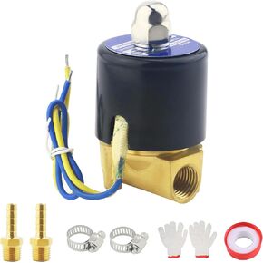 Electric Solenoid Valve 1/4 Inch NPT 12V DC Brass Air Valve 2W025-08 Normally Closed Solenoid Valve for Water Air Gas Fuel Oil