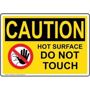 ComplianceSigns.com CAUTION Hot Surface Do Not Touch OSHA Label Decal, 5x3.5 inch 4-Pack Vinyl for Process Hazards