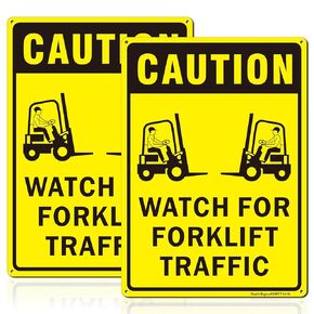 Caution Watch for Forklift Traffic Sign, 2Pack Forklift Signs, 14"x10" Forklift Traffic Sign, Engineer Grade Rust Free Reflective Aluminum, Fade Resistant, Weatherproof, UV Protected, Easy to Mount
