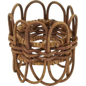 Saro Lifestyle Twisted Rattan Napkin Rings (Set of 4), Caramel, 1.5"