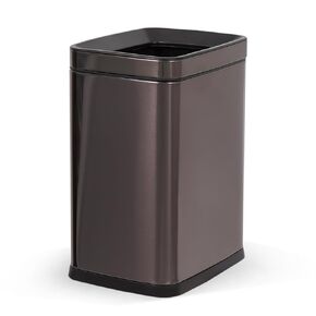 WICHEMI 10L/2.6GAL Bathroom Trash Can, Open Top Waste Basket, Stainless Steel Bathroom Trash Bin with Inner Bucket, Small Garbage Can for Kitchen, Bedroom, Living Room, Desk, Office.