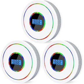 3 Pack Carbon Monoxide Detectors and Smoke Alarm Combo,Battery Operated Smoke and Carbon Monoxide detectors with Digital Display,Test/Reset Button for Home Office Travel