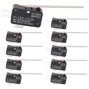 10Pcs Micro Limit Switch 1NO 1NC SPDT Micro Witch with Lever Long V-153-1C25