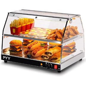 PYY Food Warmer Commercial - كونترتوب بيتزا أكثر دفئًا كونترتوب 2-Tier مع إضاءة LED لعرض الطعام، حافظة عرض أكثر دفئًا للمعجنات المملحة in Kuwait