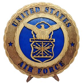 Traditional Air Force Emblem Armed Forces Military Decorative Custom Laser Crafted Three Dimensional Wooden Wall Plaque