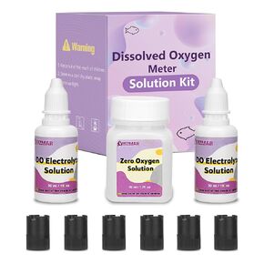 Zero-Oxygen Solution Electrolytic Solution and Membrane Cap Kit for Dissolved Oxygen Meter 2 Bottles 30ml Electrolyte Solution and 1 Bottle 50ml Zero Oxygen Solution and 6 Membrane Cap