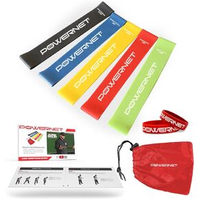 PowerNet Resistance Bands, Heavy Duty & Regular Resistance Color-Coded Exercise Bands, Workout Equipment for Home Gym, Progressive Elastic Bands for Stretching & Training, Regular, Heavy-Duty or Combo
